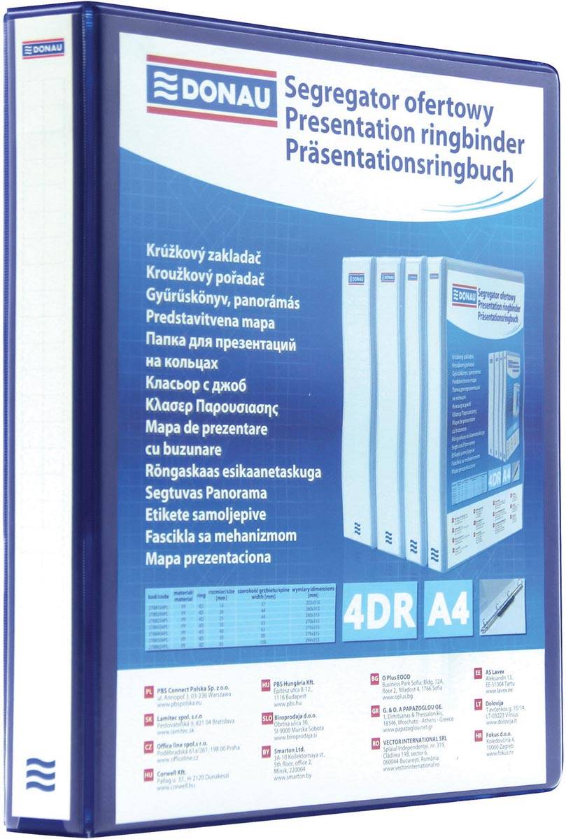 DONAU ringmap, PP, 4 ringen, 25 mm, blauw