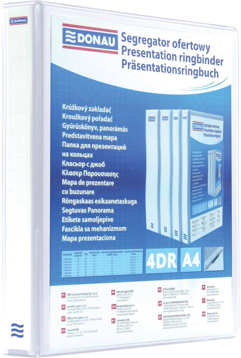 DONAU ringmap, PP, 4 ringen, 25 mm, wit