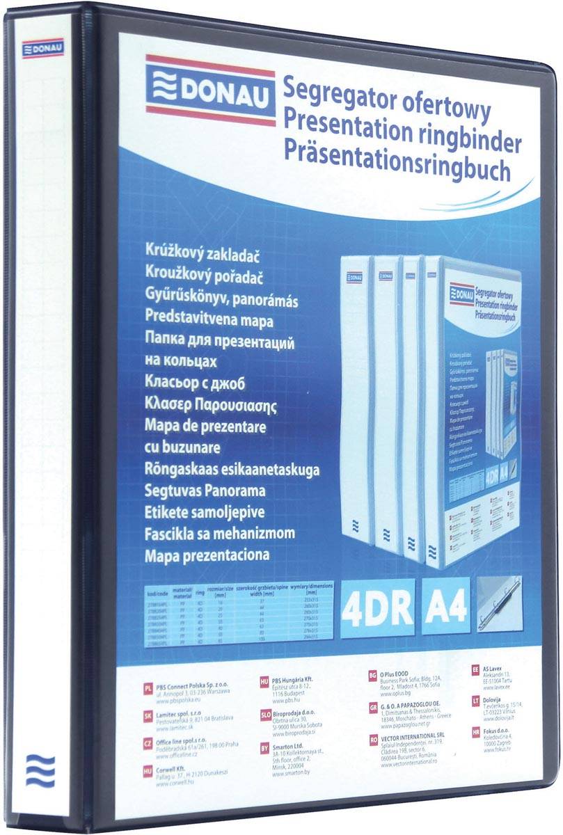 DONAU ringmap, PP, 4 ringen, 30 mm, zwart