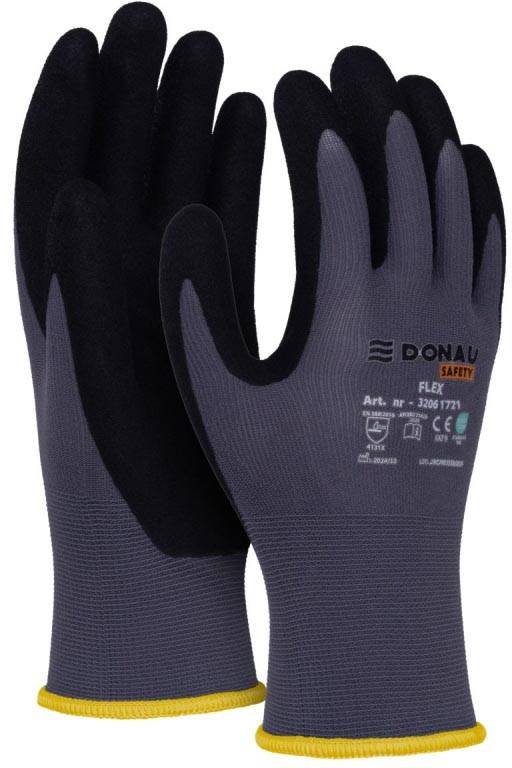 DONAU SAFETY veiligheidshandschoenen Flex, grijs, M, maat 8