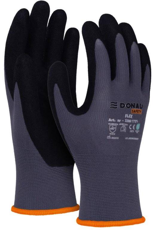 DONAU SAFETY veiligheidshandschoenen Flex, grijs, S, maat 7