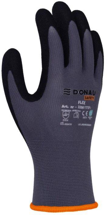 DONAU SAFETY veiligheidshandschoenen Flex, grijs, S, maat 7