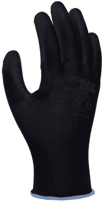 DONAU SAFETY veiligheidshandschoenen PU, zwart, L, maat 9