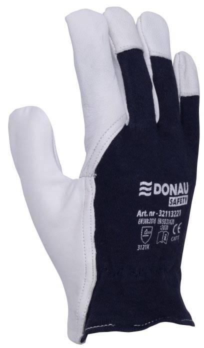 DONAU SAFETY werkhandschoenen, wit-blauw, L, maat 9