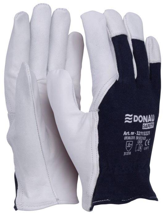 DONAU SAFETY werkhandschoenen, wit-blauw, M, maat 8