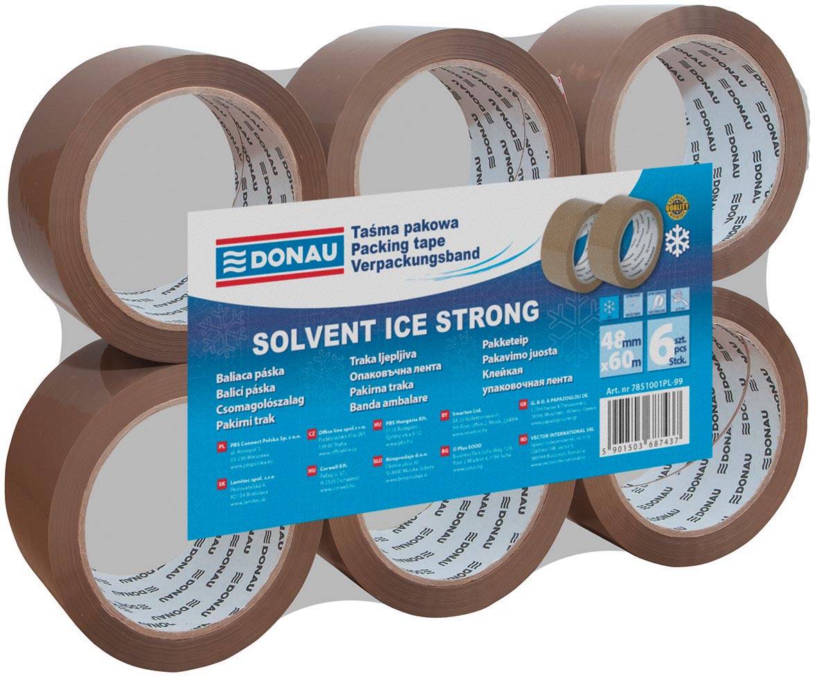 DONAU verpakkingsplakband Solvent, 42 micron, 48 x 60 m, bruin