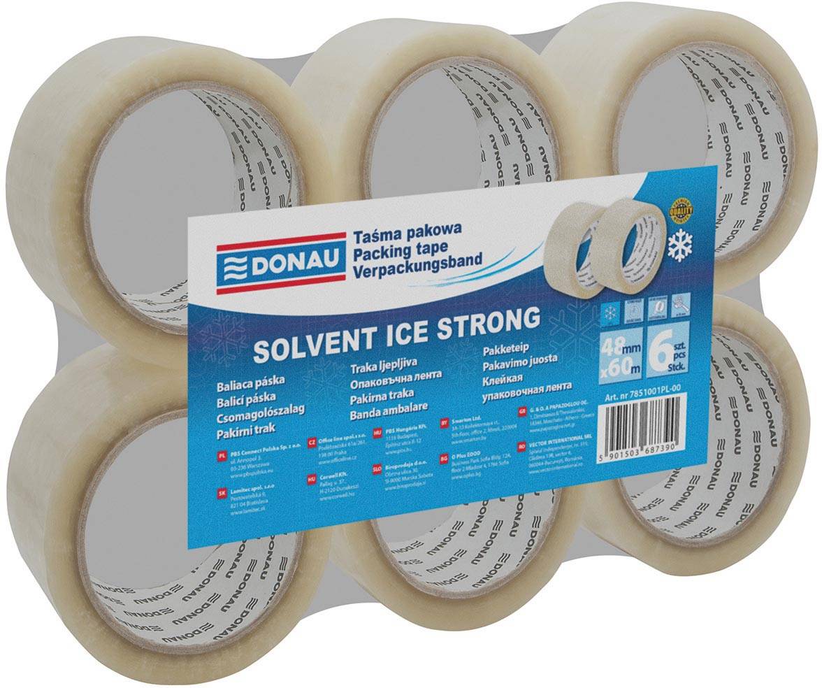 DONAU verpakkingsplakband Solvent, 42 micron, 48 x 60 m, transparant