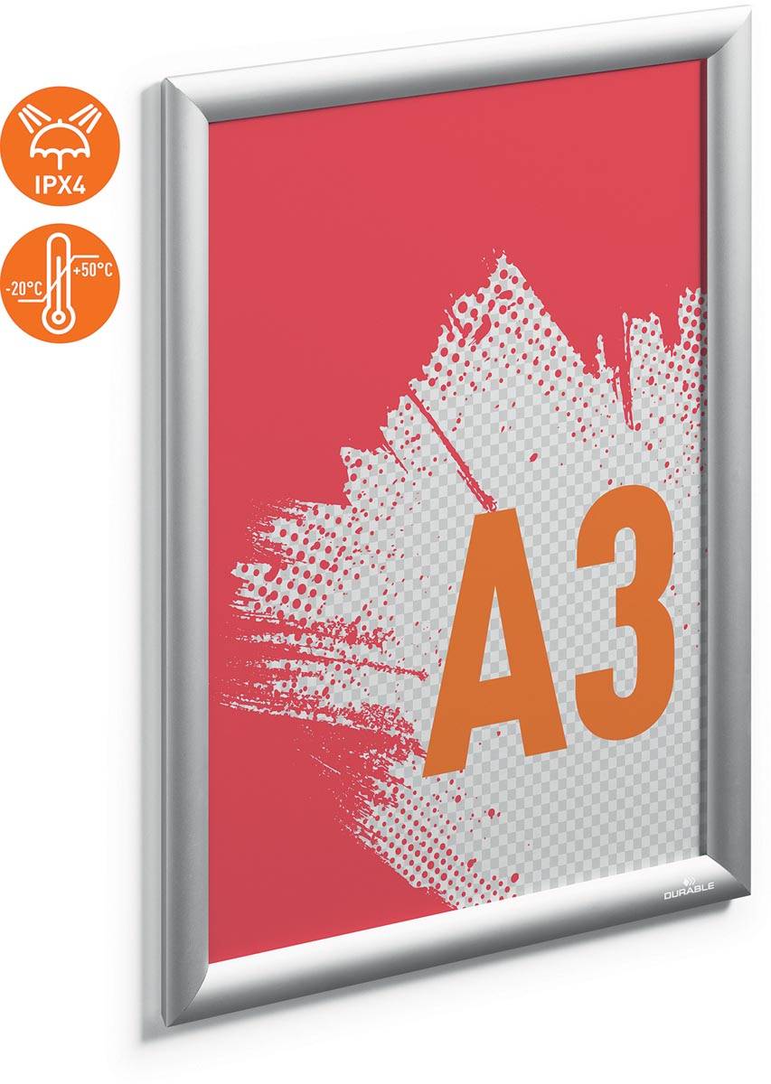 Durable clicklijst Outdoor, uit aluminium, zilver, waterdicht, ft A3