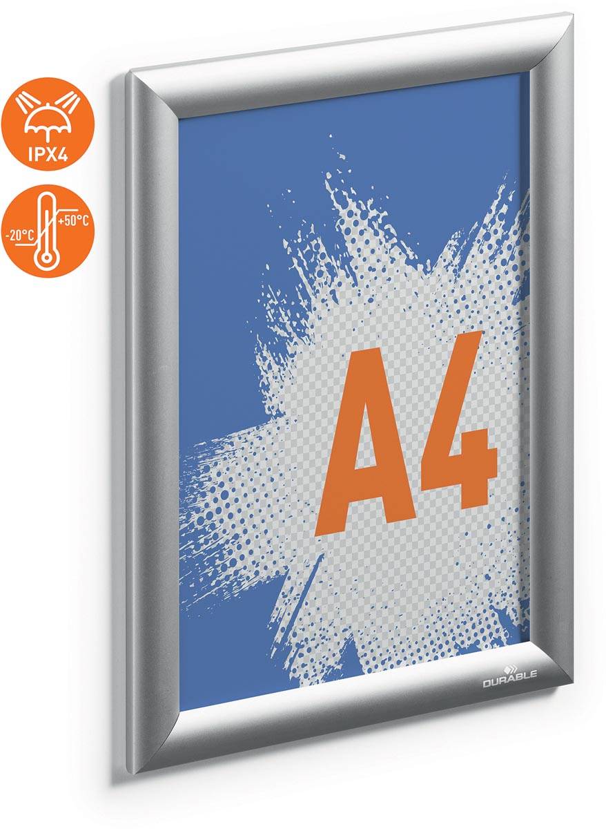 Durable clicklijst Outdoor, uit aluminium, zilver, waterdicht, ft A4
