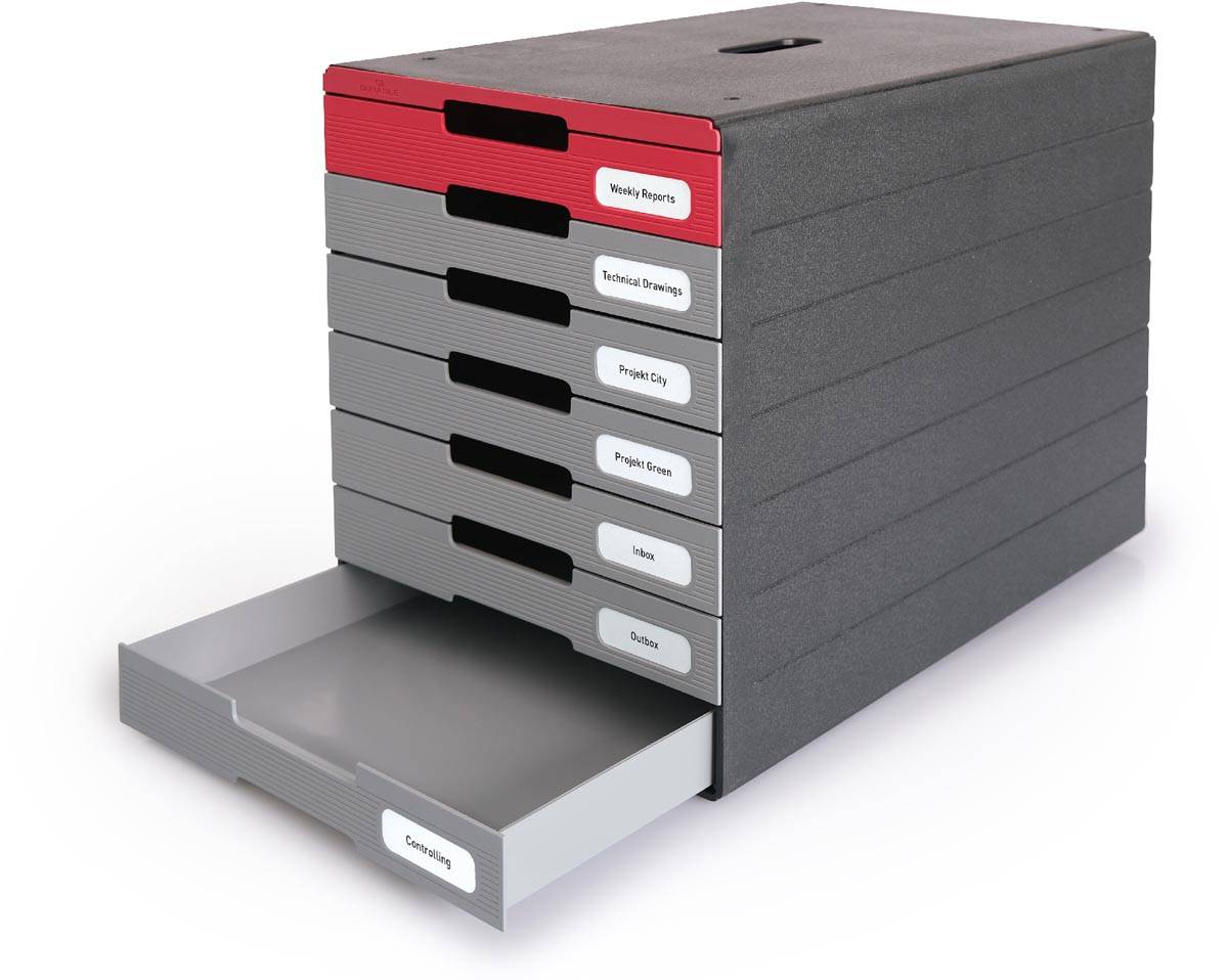 Durable ladenblok Idealbox Pro, 7 laden, rood