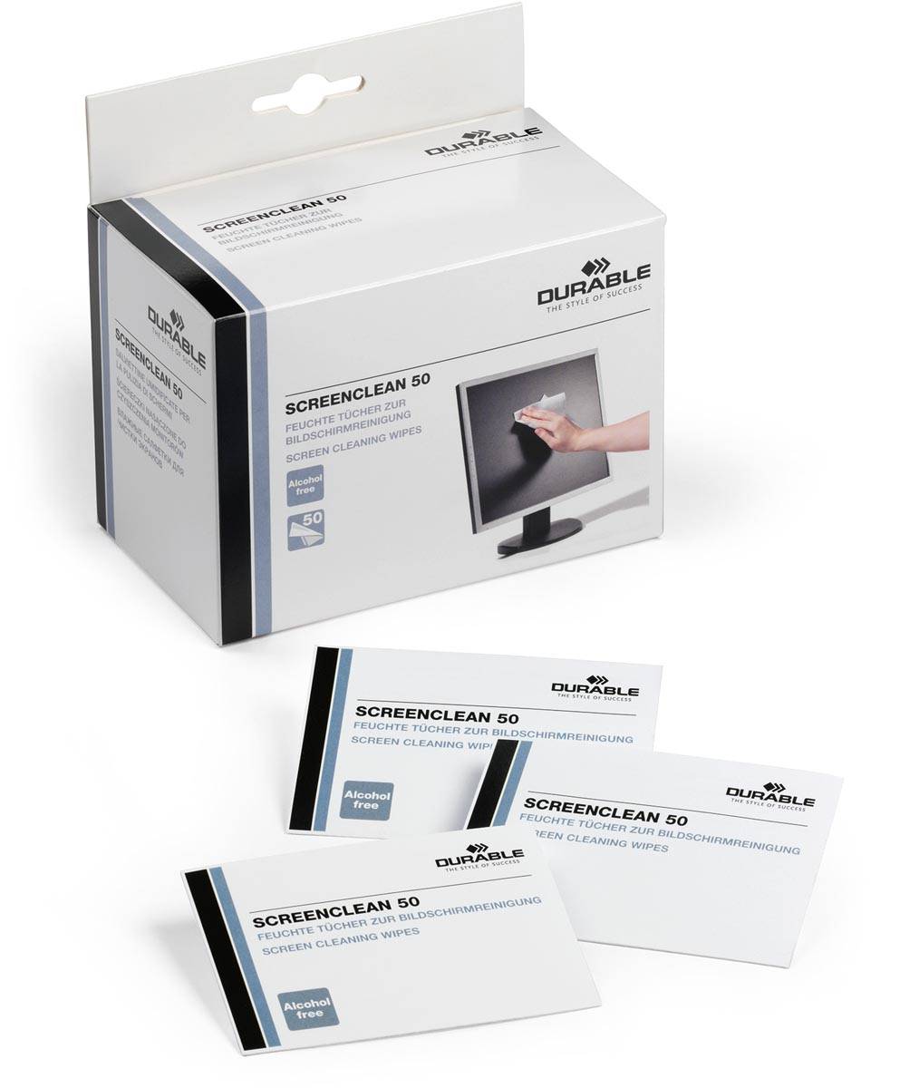 Durable Screenclean reinigingsdoekjes, doosje van 50 stuks