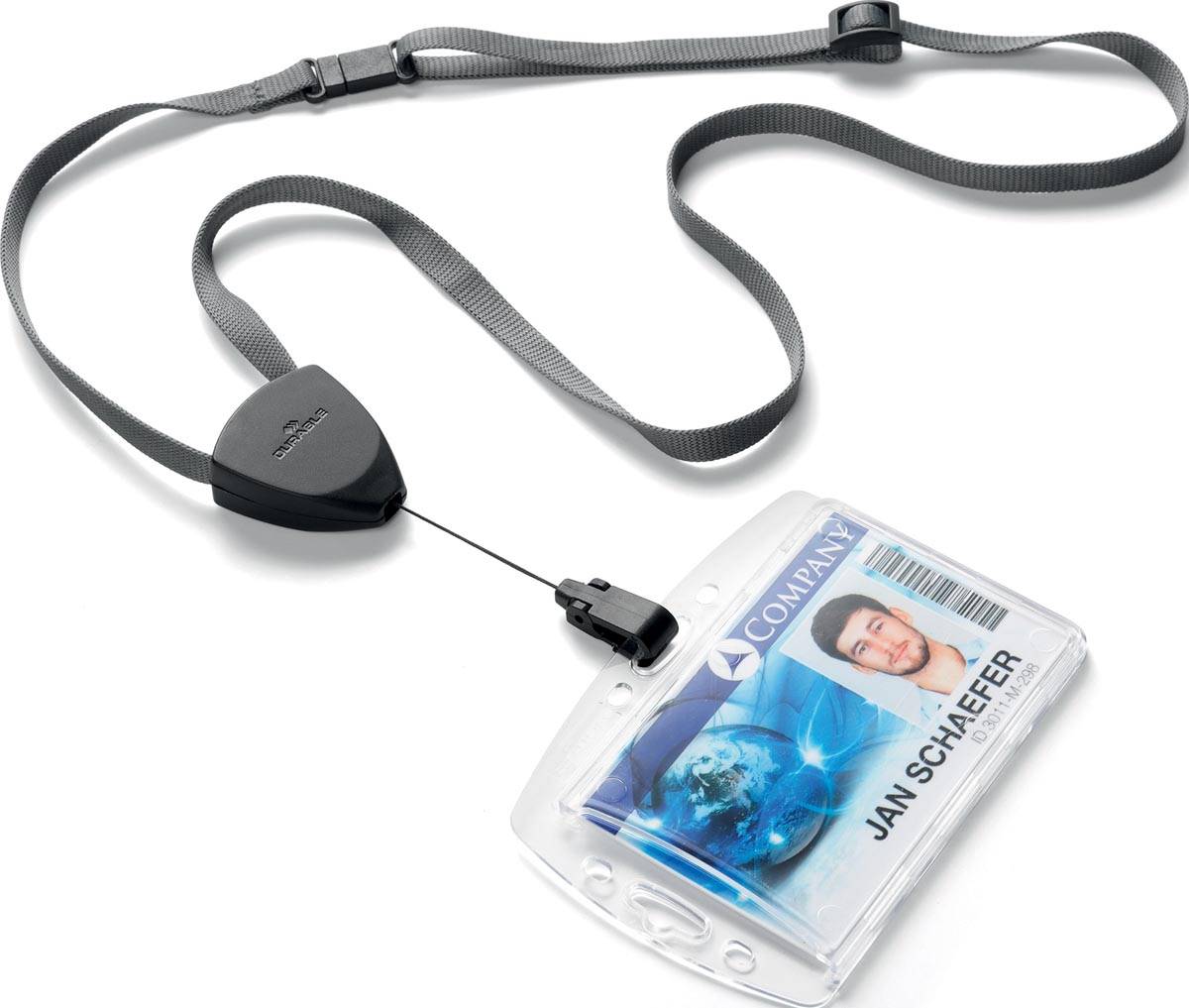 Durable textielkoord Flex met afrolmechanisme voor badges