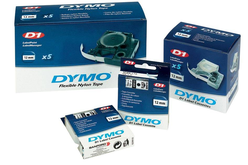 Dymo D1 tape 6 mm, zwart op transparant