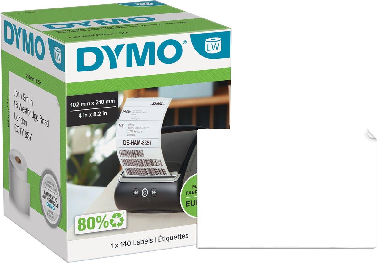 Dymo etiketten LabelWriter ft 102 x 210 mm (DHL), wit, 140 etiketten