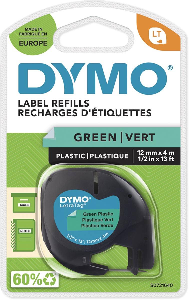 Dymo LetraTAG tape 12 mm, plastic groen