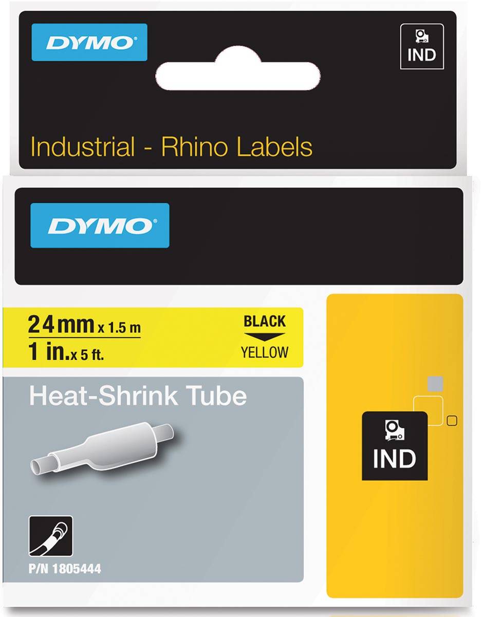Dymo RHINO krimpkous 24 x 1,5 mm, zwart op geel