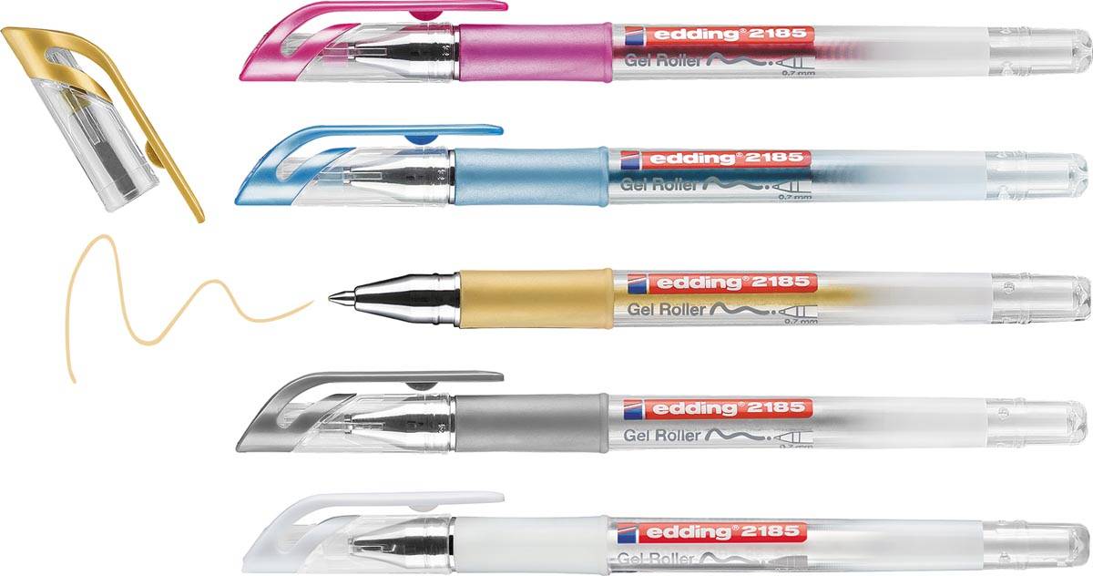 Edding gelroller 2185, etui met 5 stuks in geassorteerde kleuren