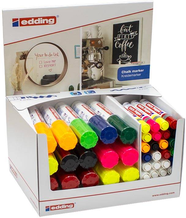 Edding Krijtmarker e-4090, e-4095, display van 44 stuks