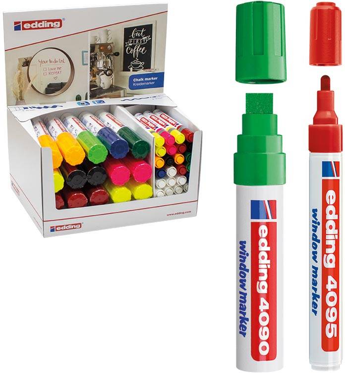 Edding Krijtmarker e-4090, e-4095, display van 44 stuks