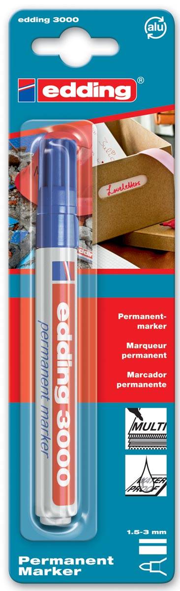 Edding permanent marker 3000 blauw, op blister