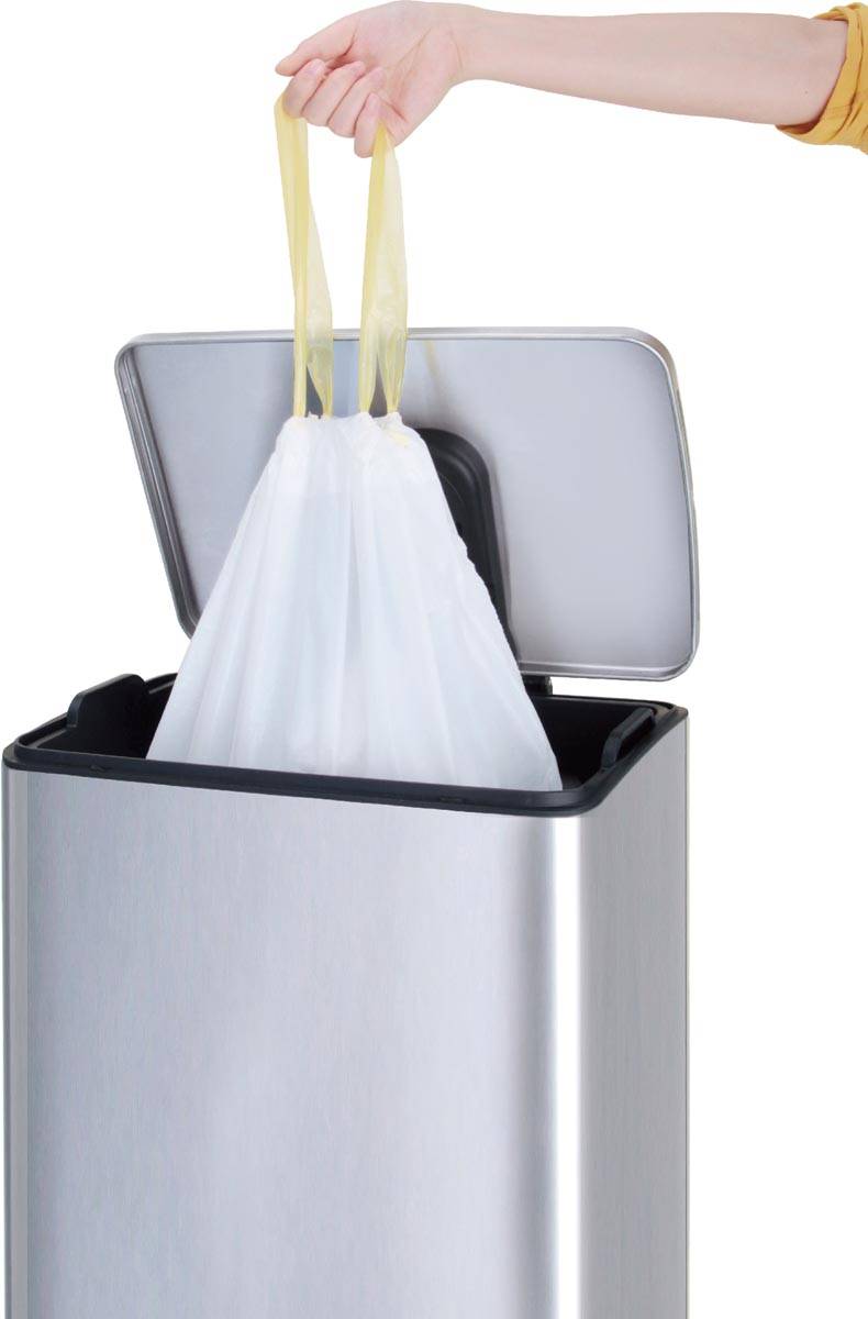 Eko vuilniszakken met trekbandsluiting, 10-15 liter, wit,  1 rol, 20 zakken