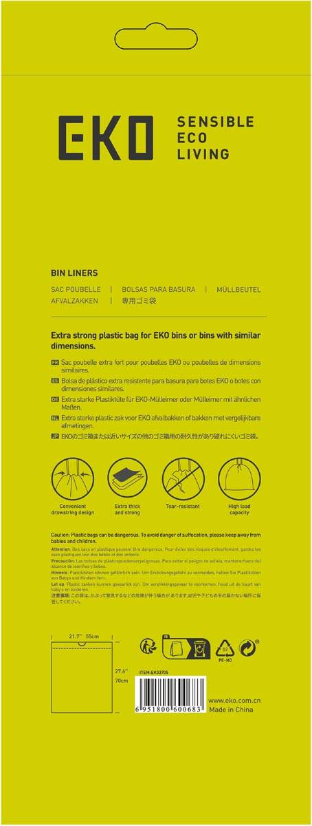 Eko vuilniszakken met trekbandsluiting, 25-35 liter, wit,  1 rol, 12 zakken