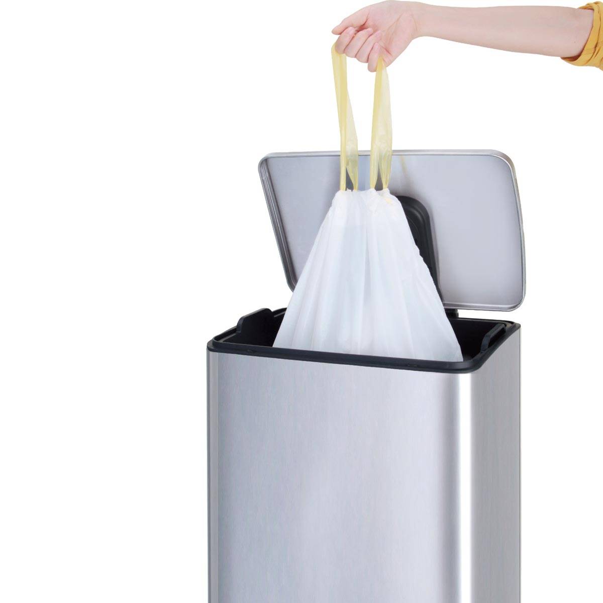 Eko vuilniszakken met trekbandsluiting, 7-9 liter, wit,  1 rol, 25 zakken
