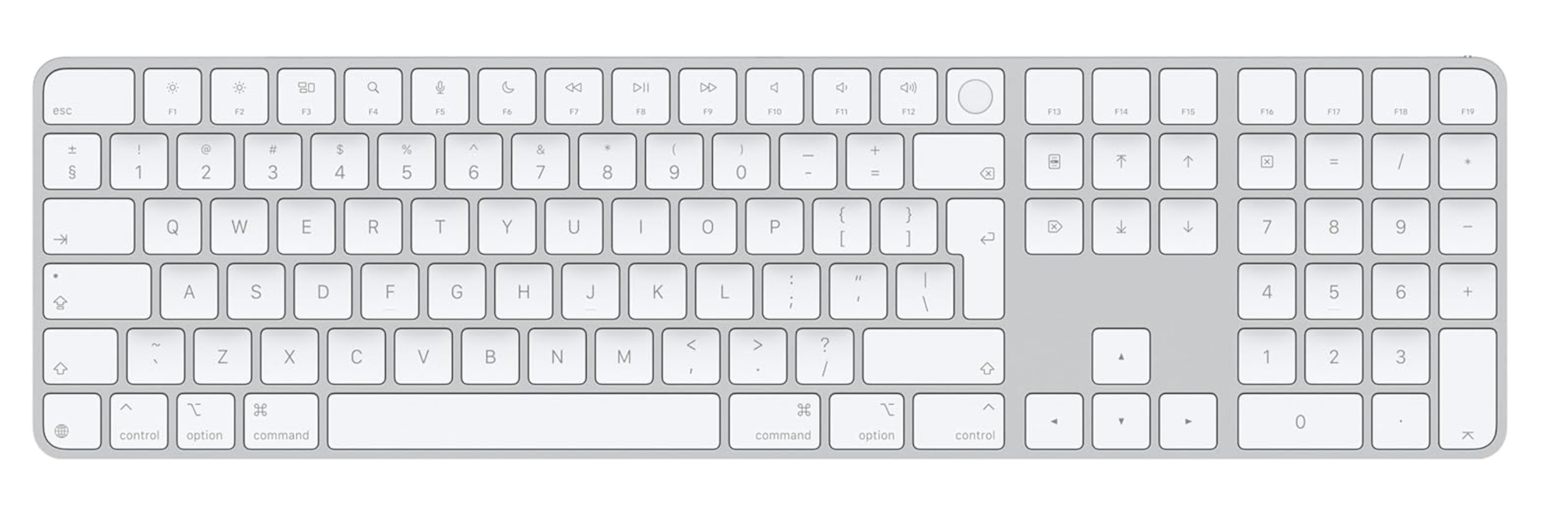 Apple Magic Keyboard met Touch ID en numeriek toetsenblok met Apple silicon (2024) - QWERTY Internationaal Engels, Wit