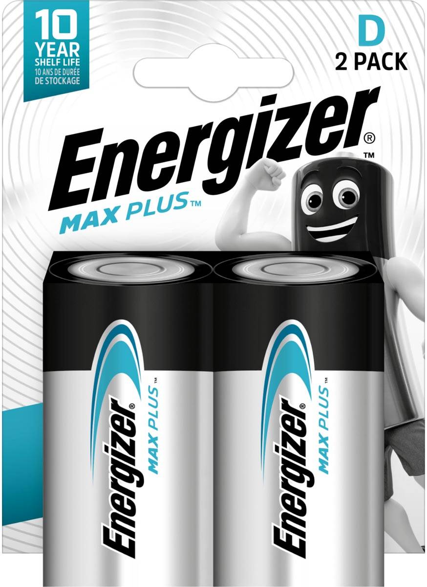 Energizer batterijen Max Plus D, blister van 2 stuks