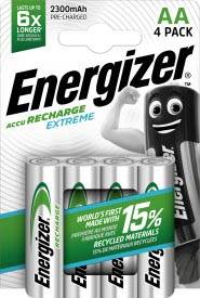 Energizer herlaadbare batterijen Extreme AA, blister van 4 stuks