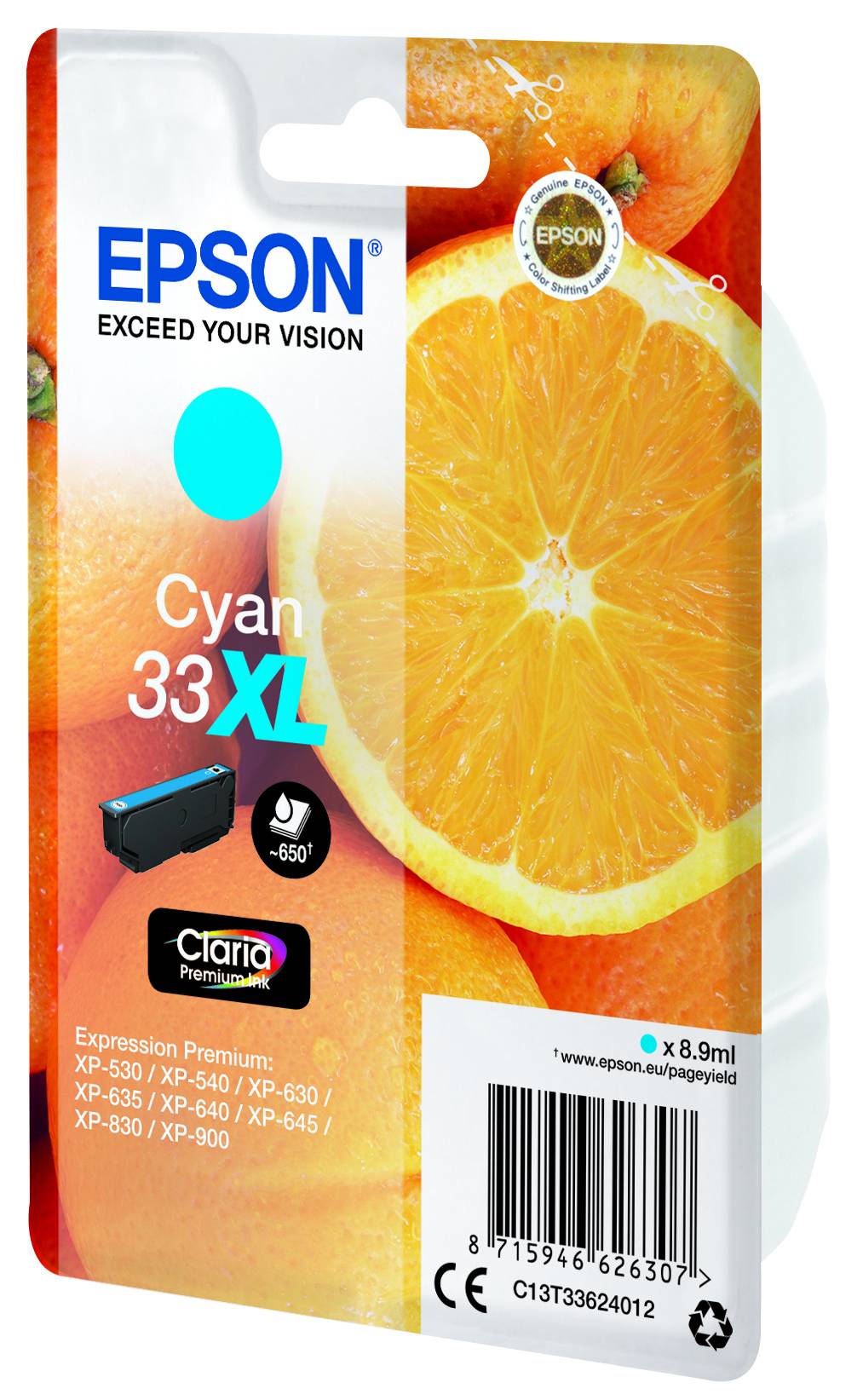 Epson Oranges Singlepack Cyan 33XL Claria Premium Ink