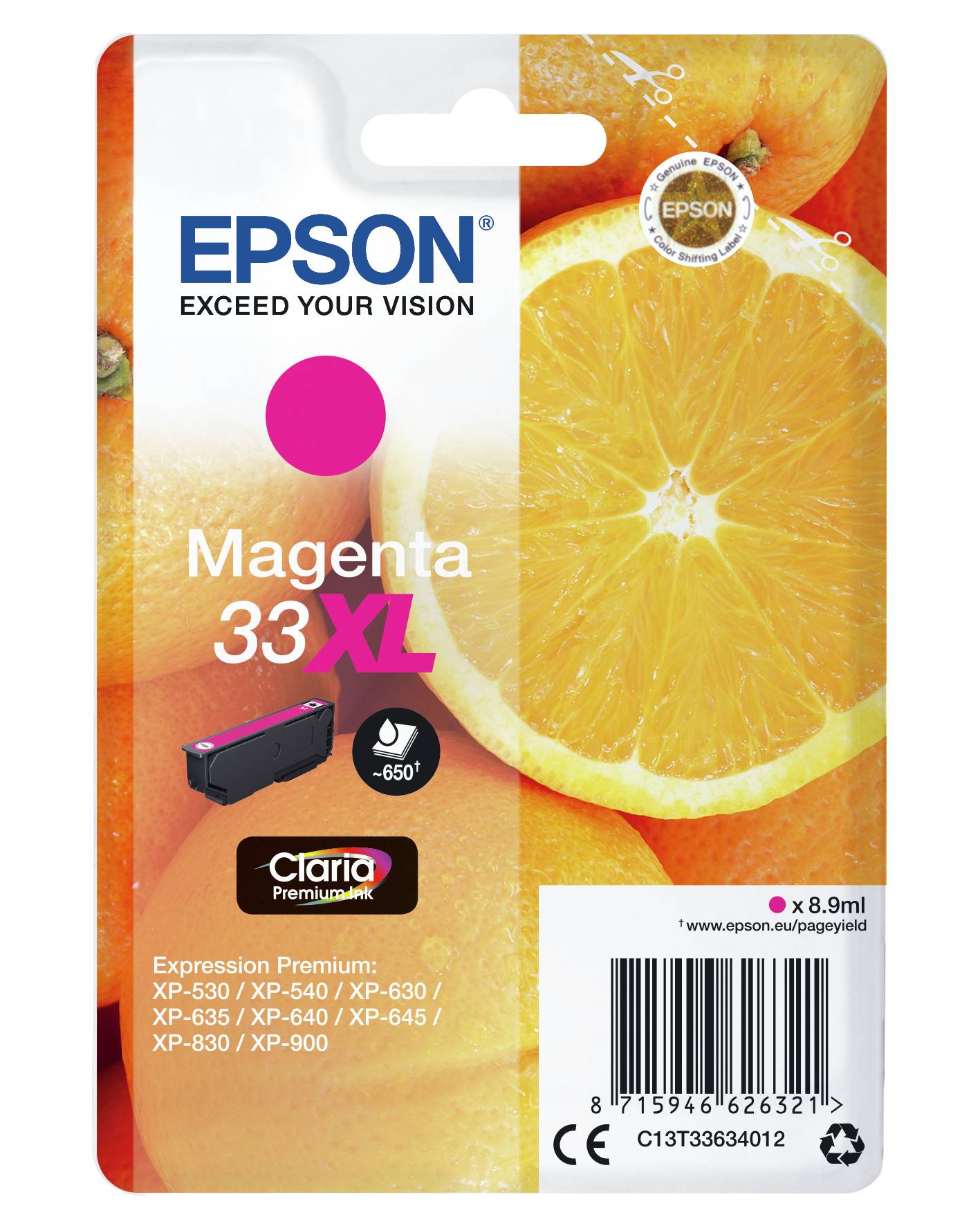 Epson Oranges Singlepack Magenta 33XL Claria Premium Ink