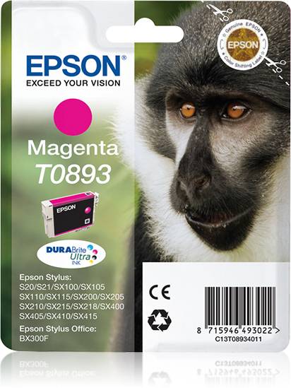 Epson Monkey Singlepack Magenta T0893 DURABrite Ultra Ink