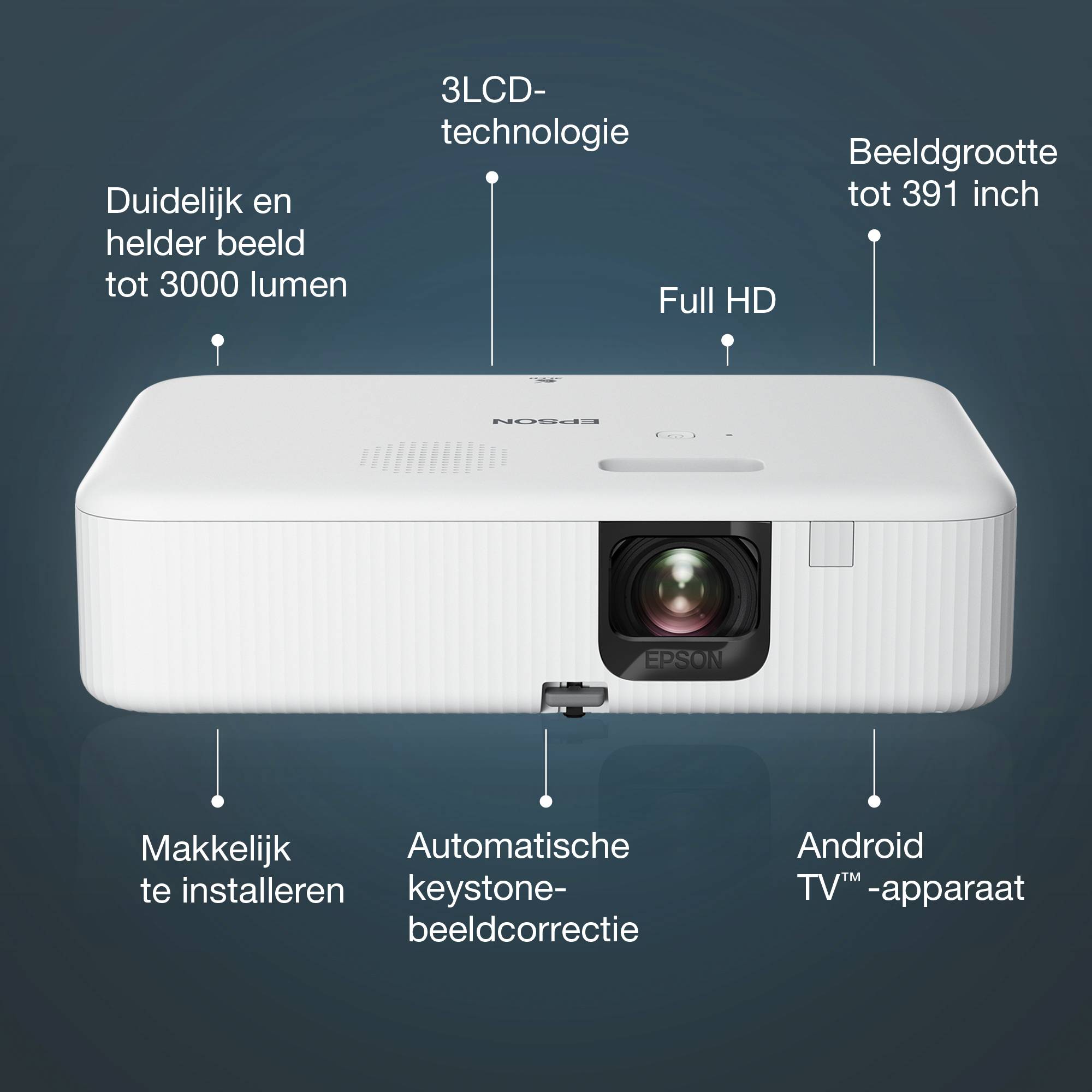 Epson CO-FH02 Smart Full HD-projector, 3000 lumen, scherm van maximaal 391 inch
