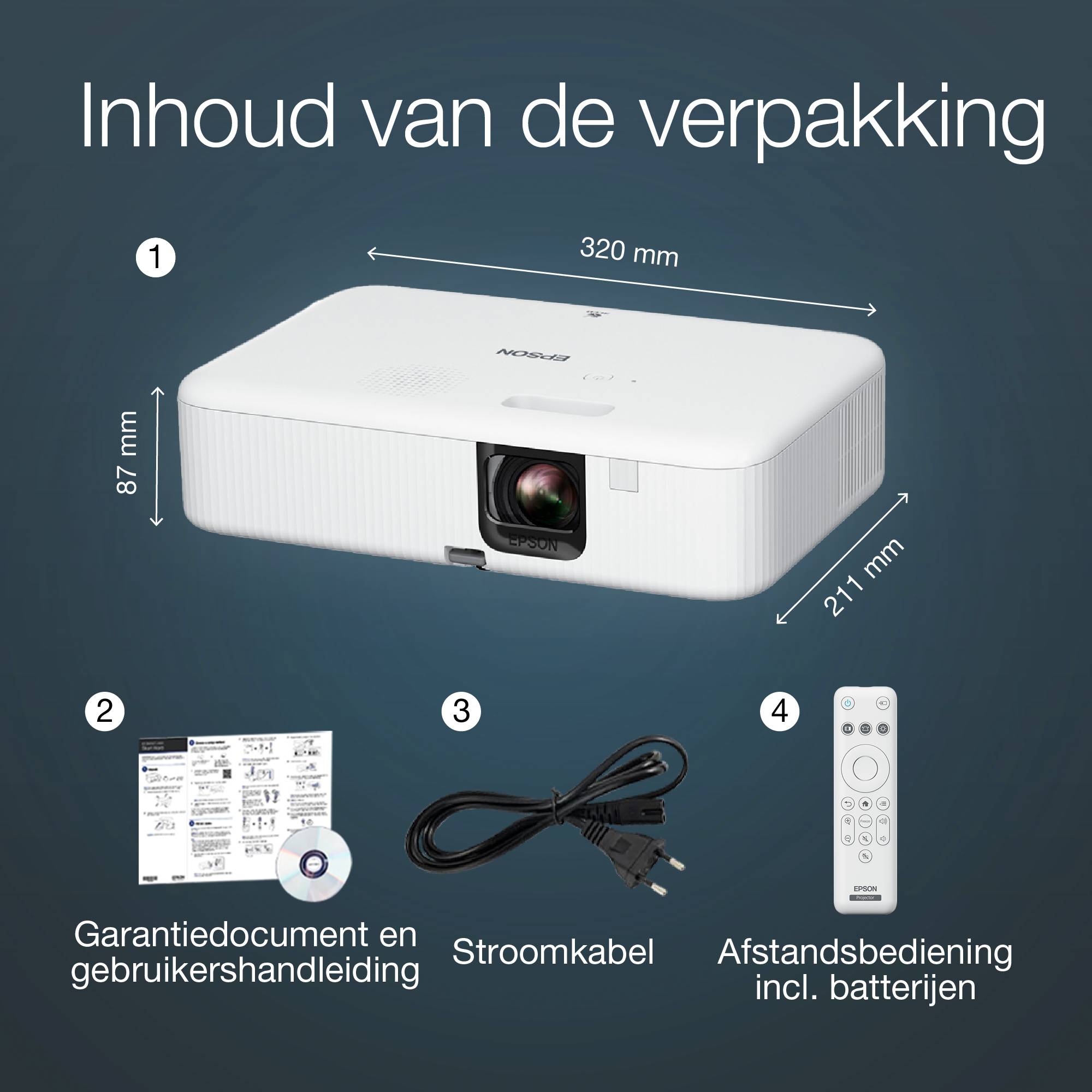 Epson CO-FH02 Smart Full HD-projector, 3000 lumen, scherm van maximaal 391 inch