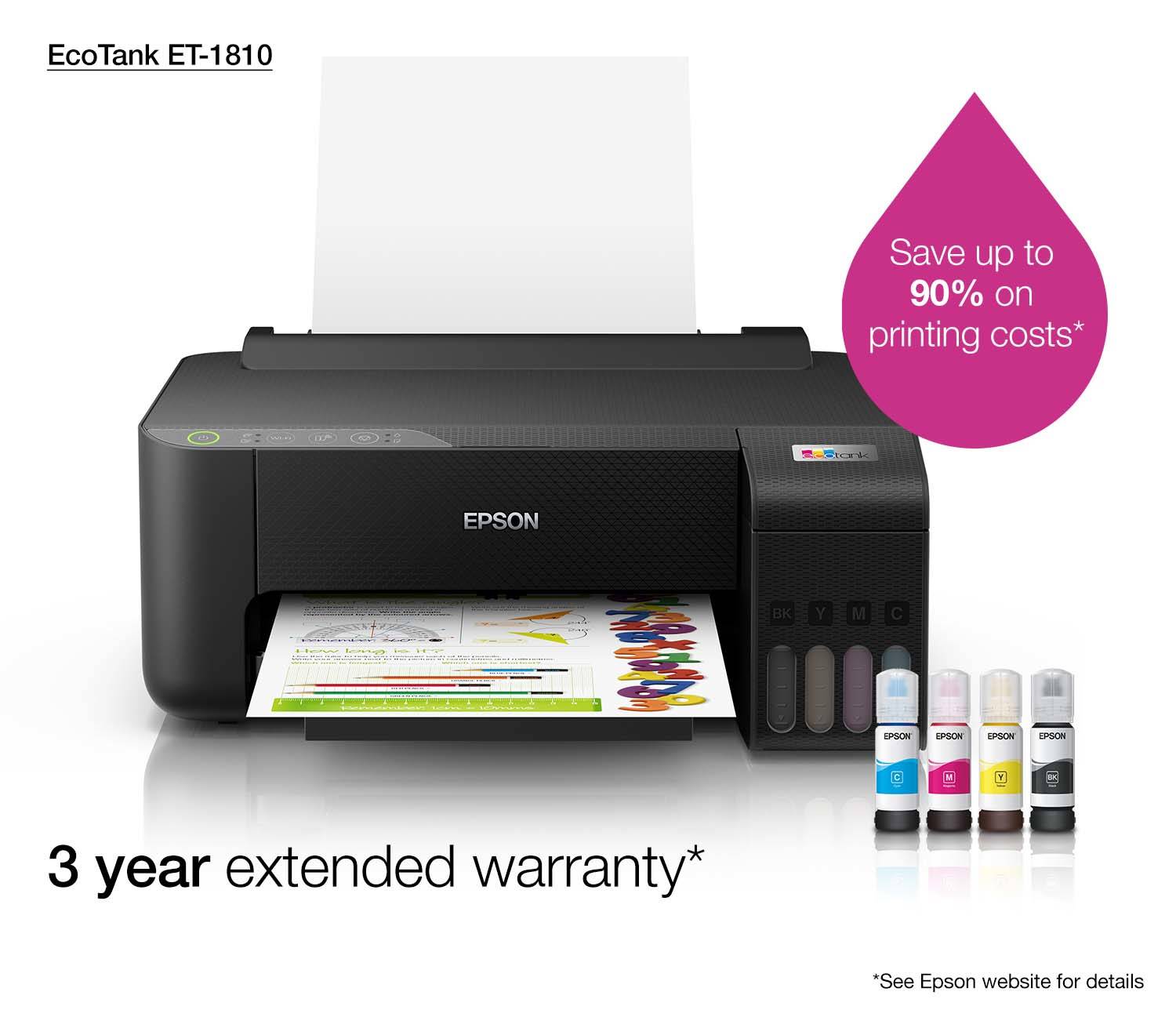 Epson EcoTank ET-1810 A4 Wi-Fi-printer met inkttank, inclusief tot 3 jaar inkt