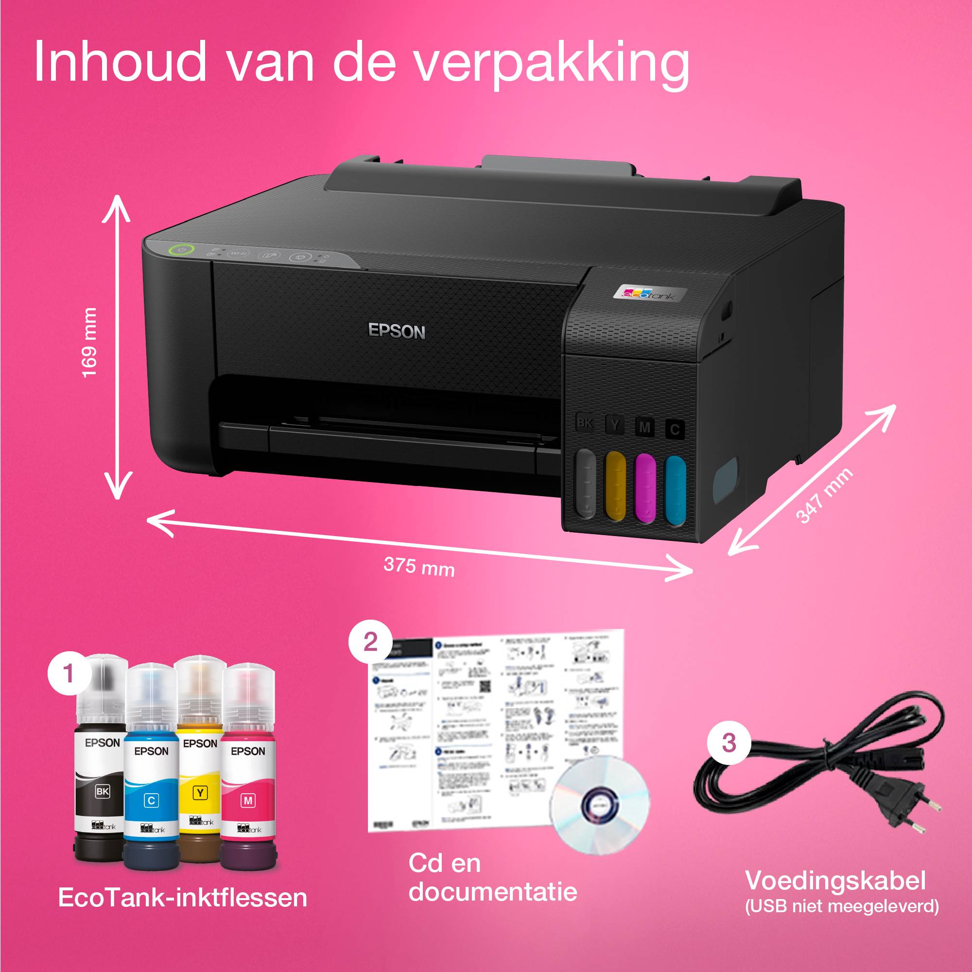 Epson EcoTank ET-1810 A4 Wi-Fi-printer met inkttank, inclusief tot 3 jaar inkt