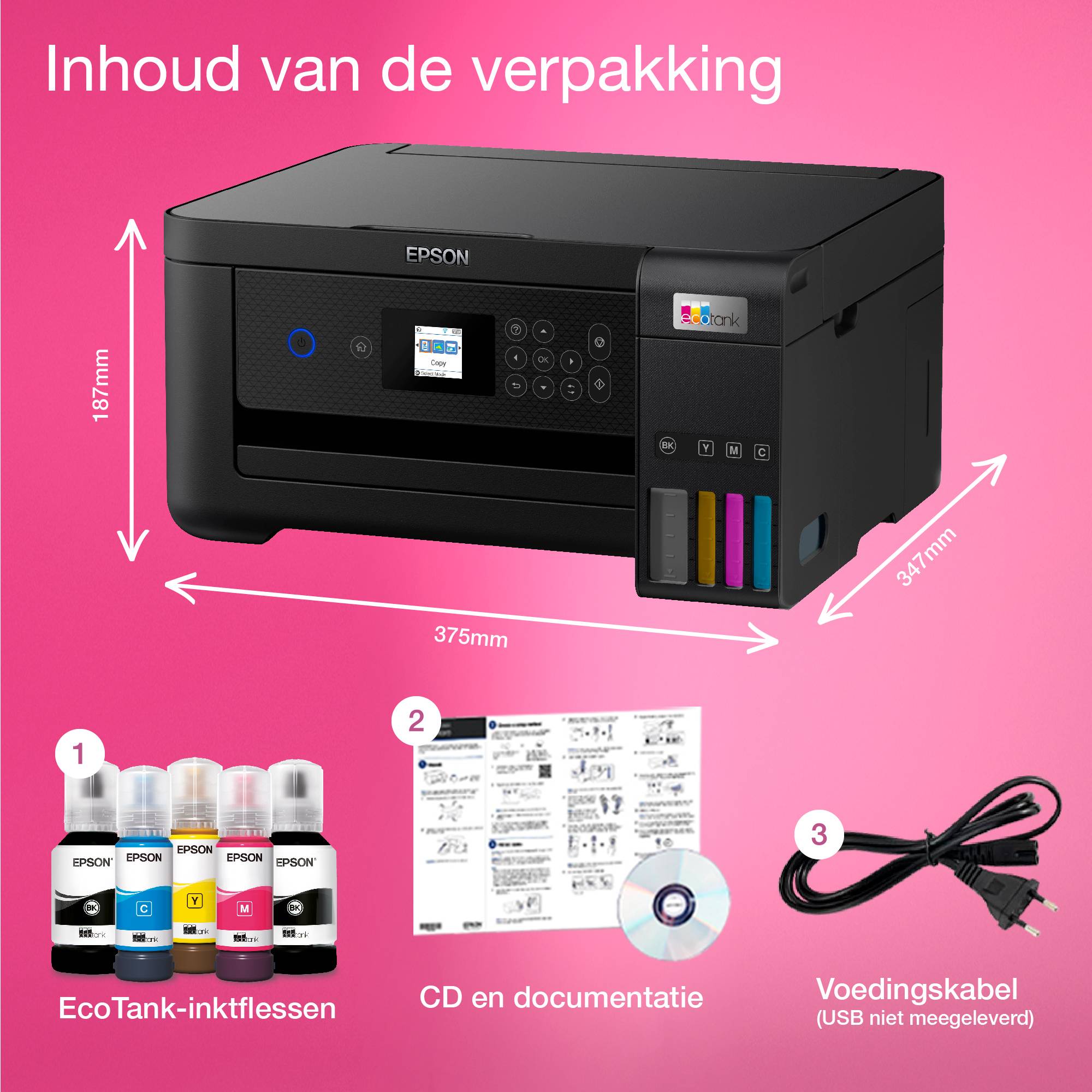 Epson EcoTank ET-2851 A4 multifunctionele Wi-Fi-printer met inkttank, inclusief tot 3 jaar inkt