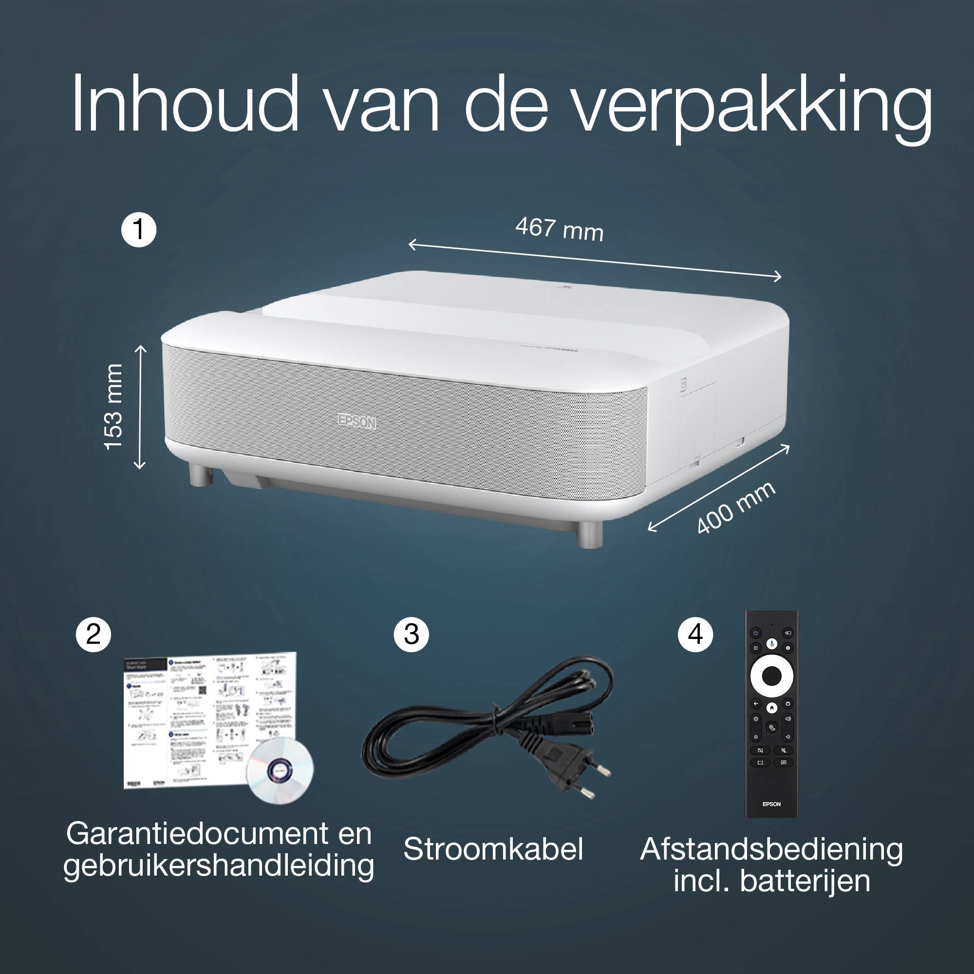 Epson EH-LS650W 4K PRO-UHD smart laserprojector, 3600 lumen, scherm van maximaal 120 inch