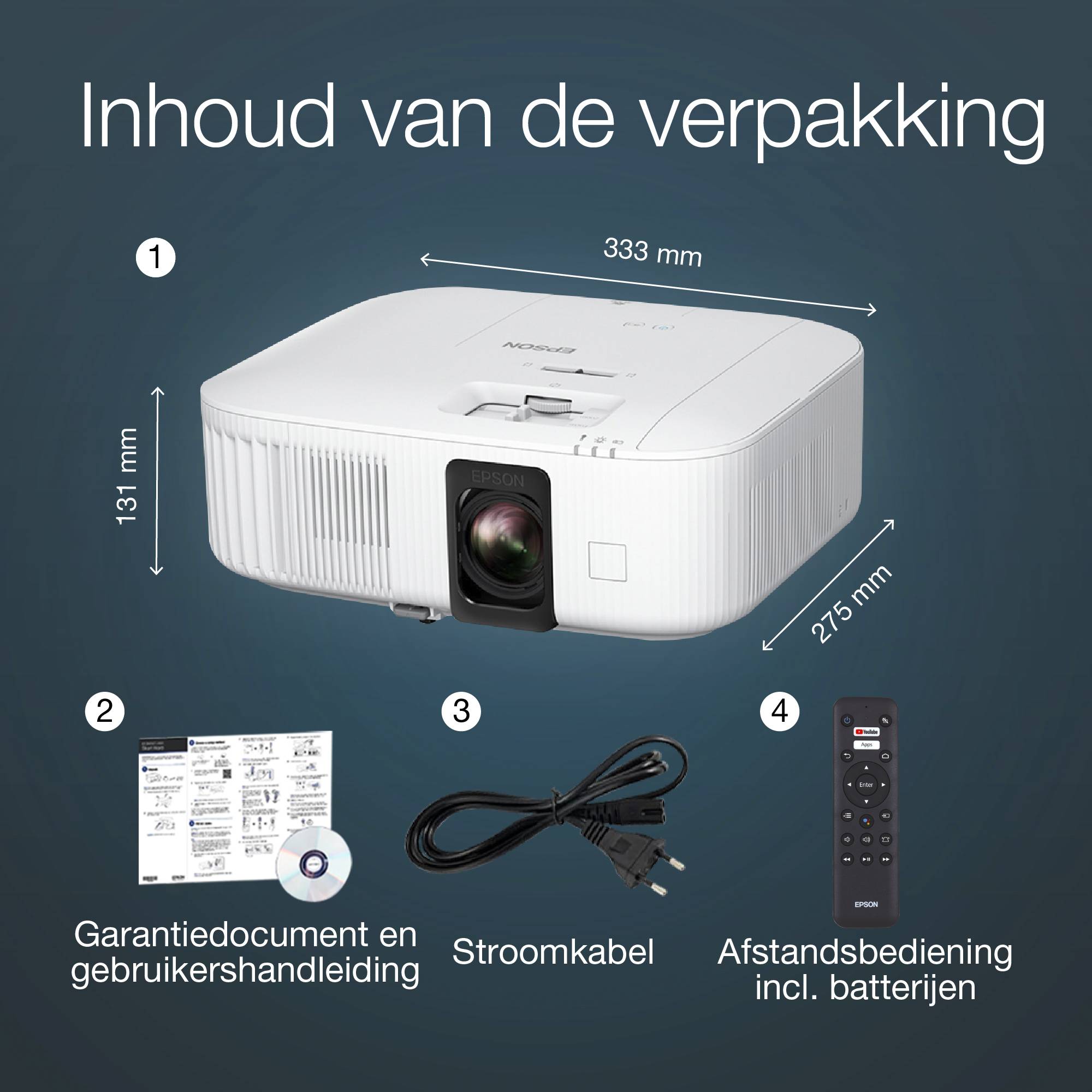 Epson EH-TW6250 4K PRO-UHD smart laserprojector, 2800 lumen, scherm van maximaal 500 inch