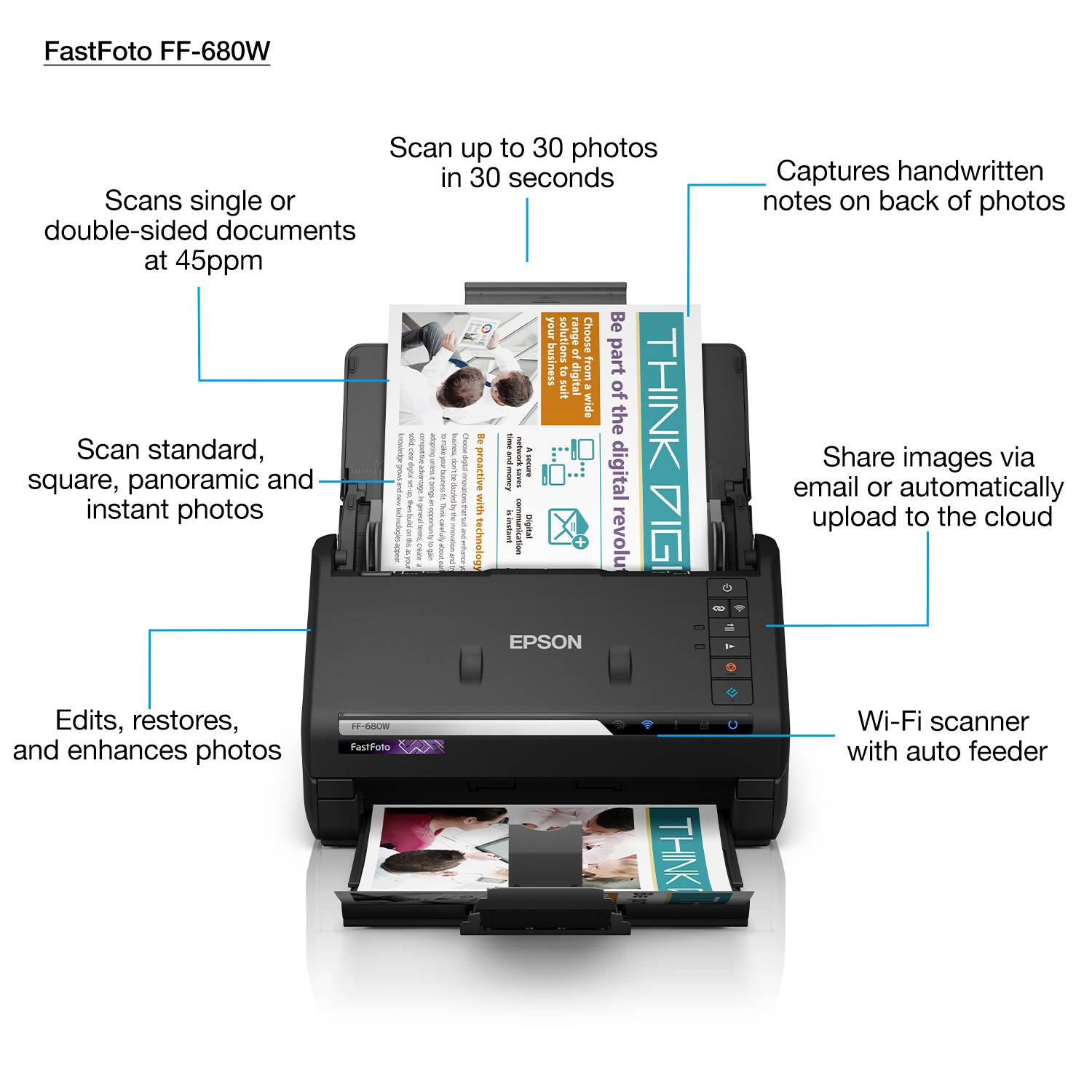 Epson FastFoto FF-680W snelle A4-fotoscanner met automatische invoer en Wi-Fi-connectiviteit