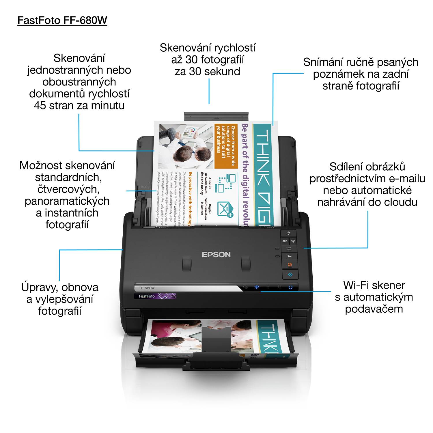 Epson FastFoto FF-680W snelle A4-fotoscanner met automatische invoer en Wi-Fi-connectiviteit