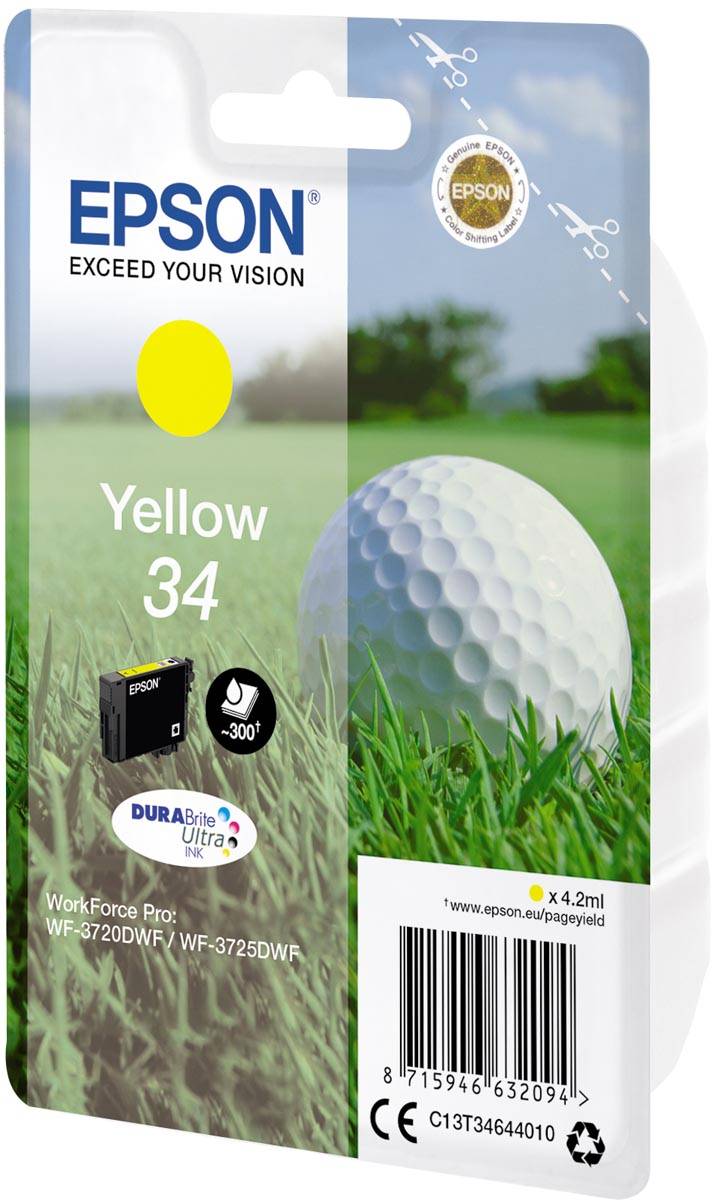 Epson inktcartridge 34, 300 pagina's, OEM C13T34644010, geel