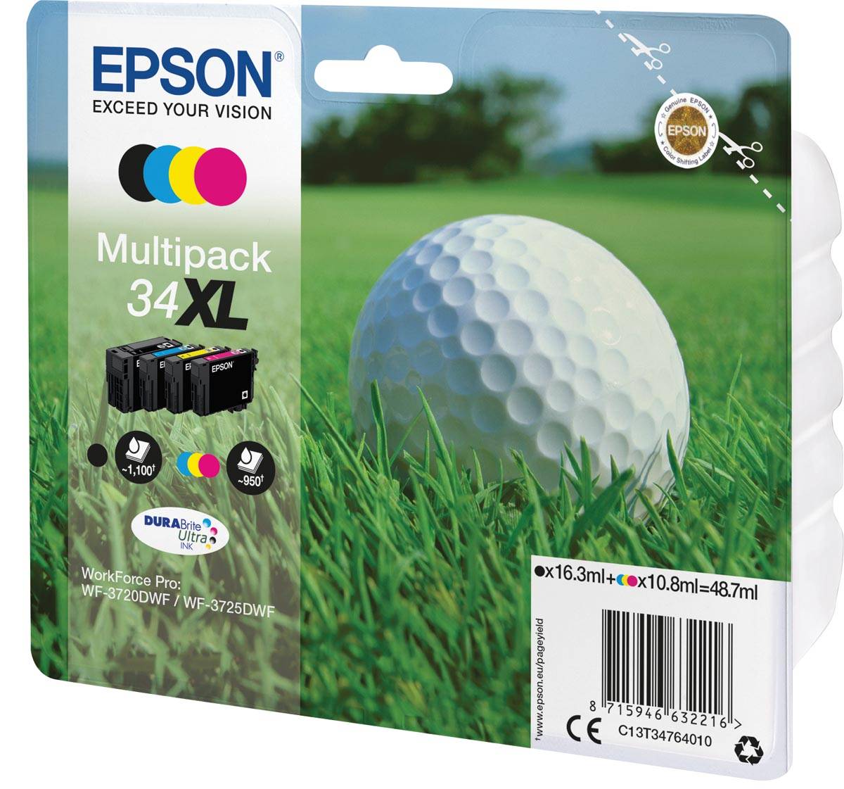 Epson inktcartridge 34XL, 950 pagina's, OEM C13T34764010, 4 kleuren