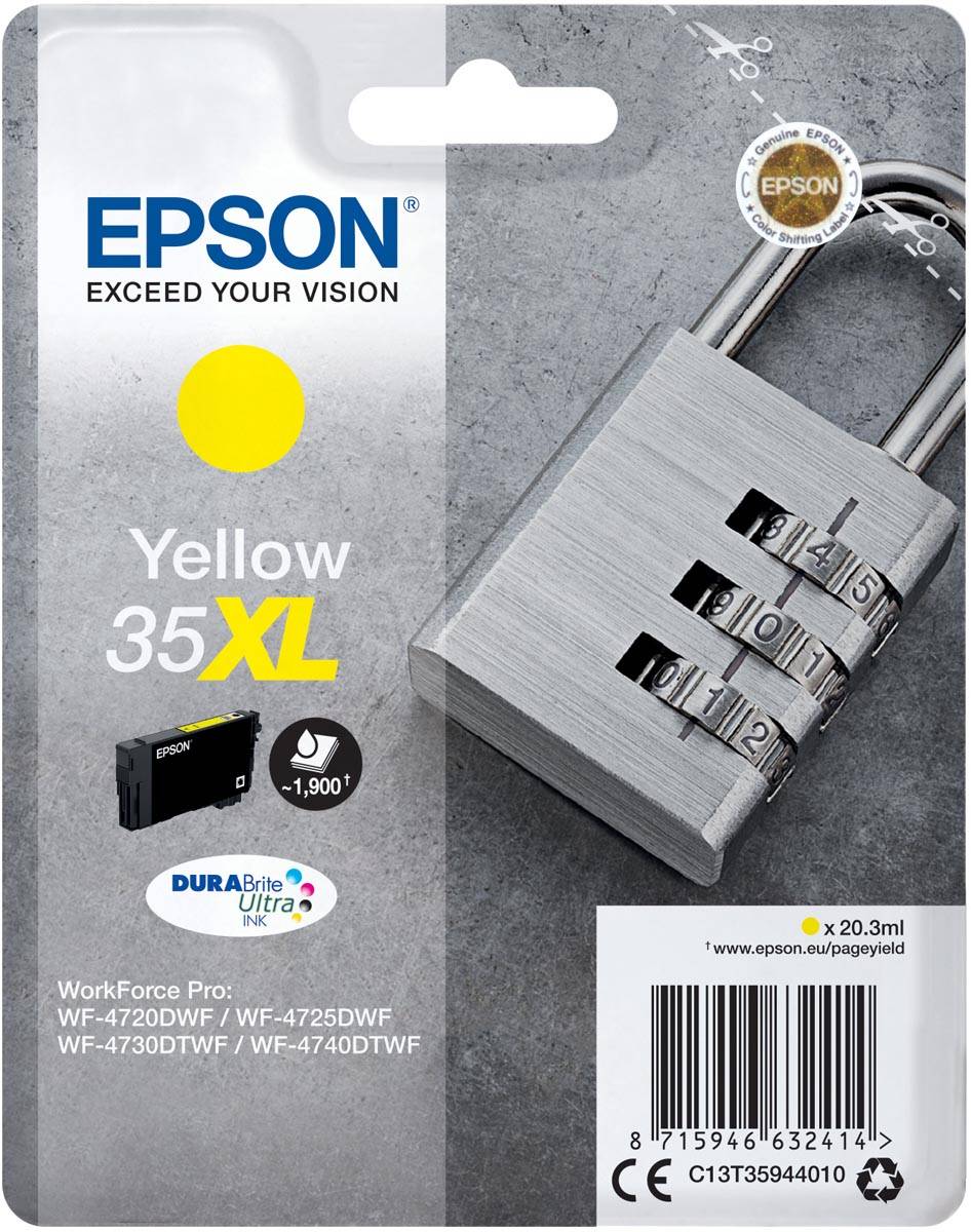 Epson inktcartridge 35XL, 20,3 ml, OEM C13T35944010, geel