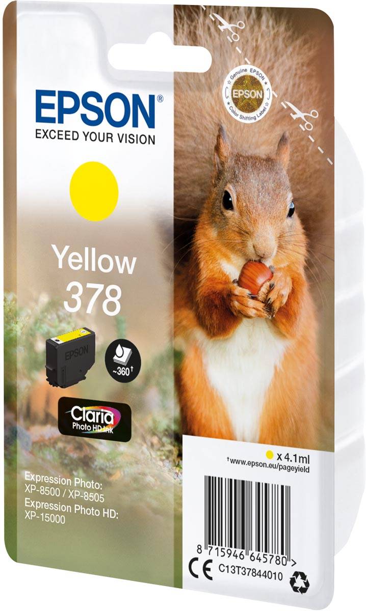 Epson inktcartridge 378, 360 pagina's, OEM C13T37844010, geel