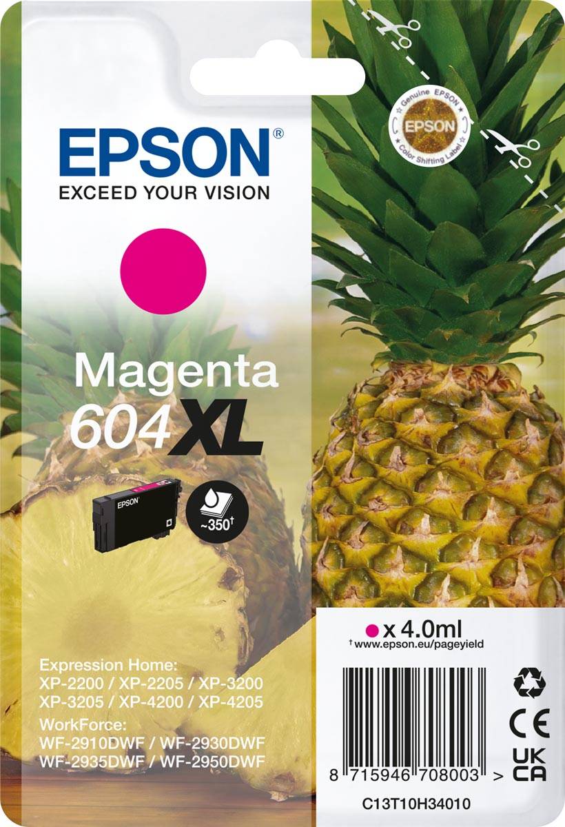 Epson inktcartridge 604 XL, 350 pagina's, OEM C13T10H34010, magenta