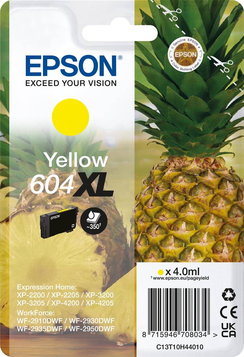 Epson inktcartridge 604 XL, 350 pagina's, OEM C13T10H44010, geel