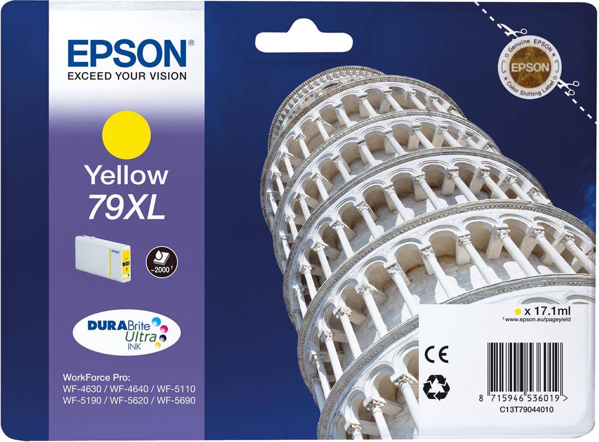 Epson inktcartridge 79XL, 2.000 pagina's, OEM C13T79044010, geel