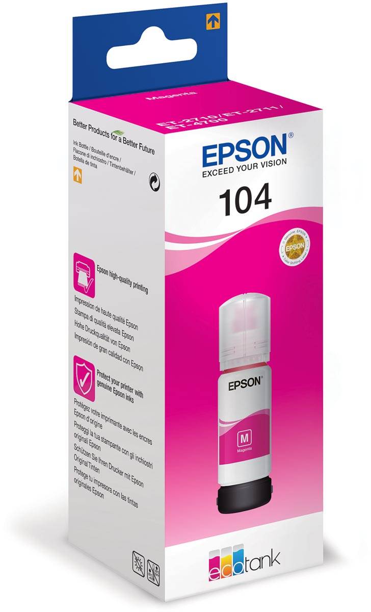 Epson inktfles 104, 7.500 pagina's, OEM C13T00P340, magenta